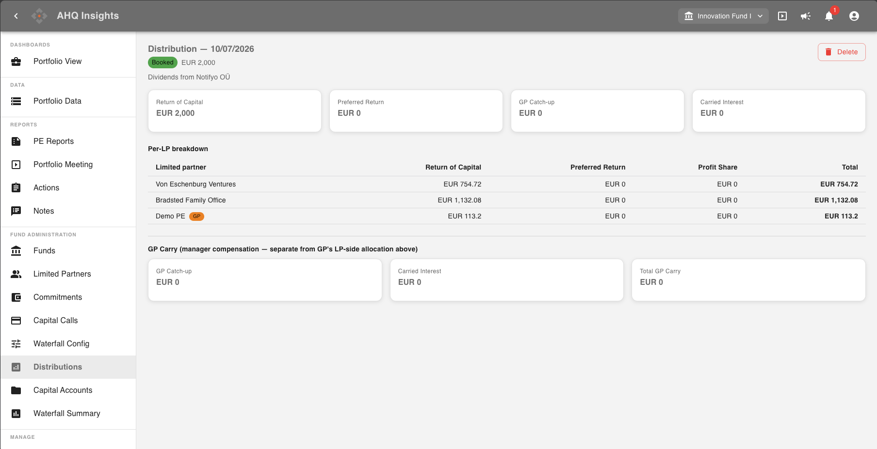 Run distributions through the waterfall, not a spreadsheet
