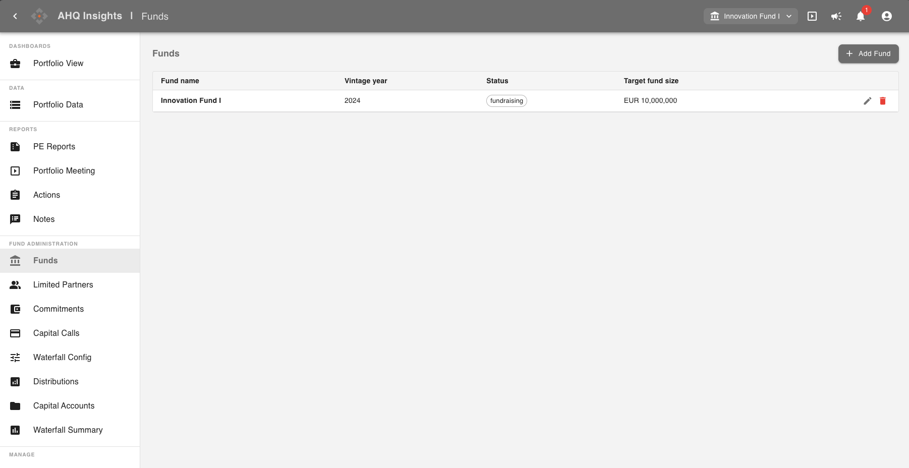 Set up each fund once, manage everything underneath it