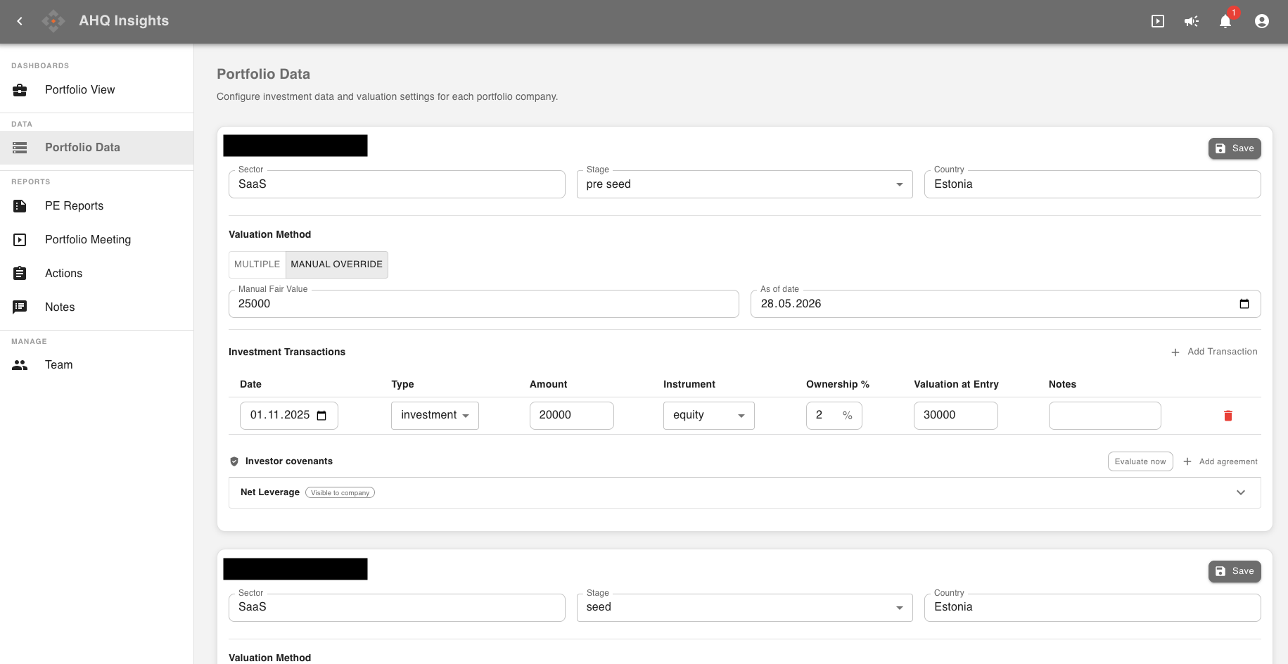 Configure each investment once, use it everywhere